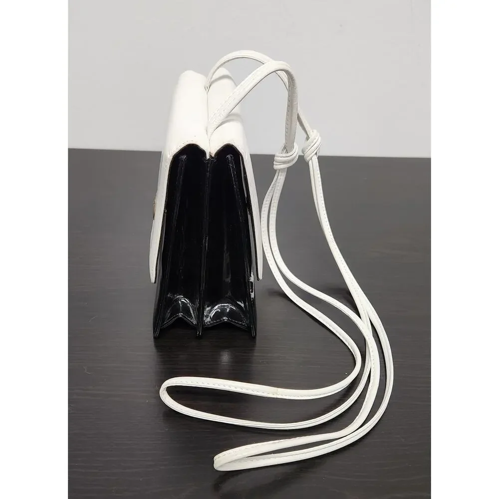 Vintage Bruno Magli Black & White Leather Crossbody Shoulder Bag